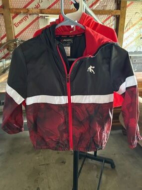 And1 Black, Red & White Hooded Athletic Windbreaker